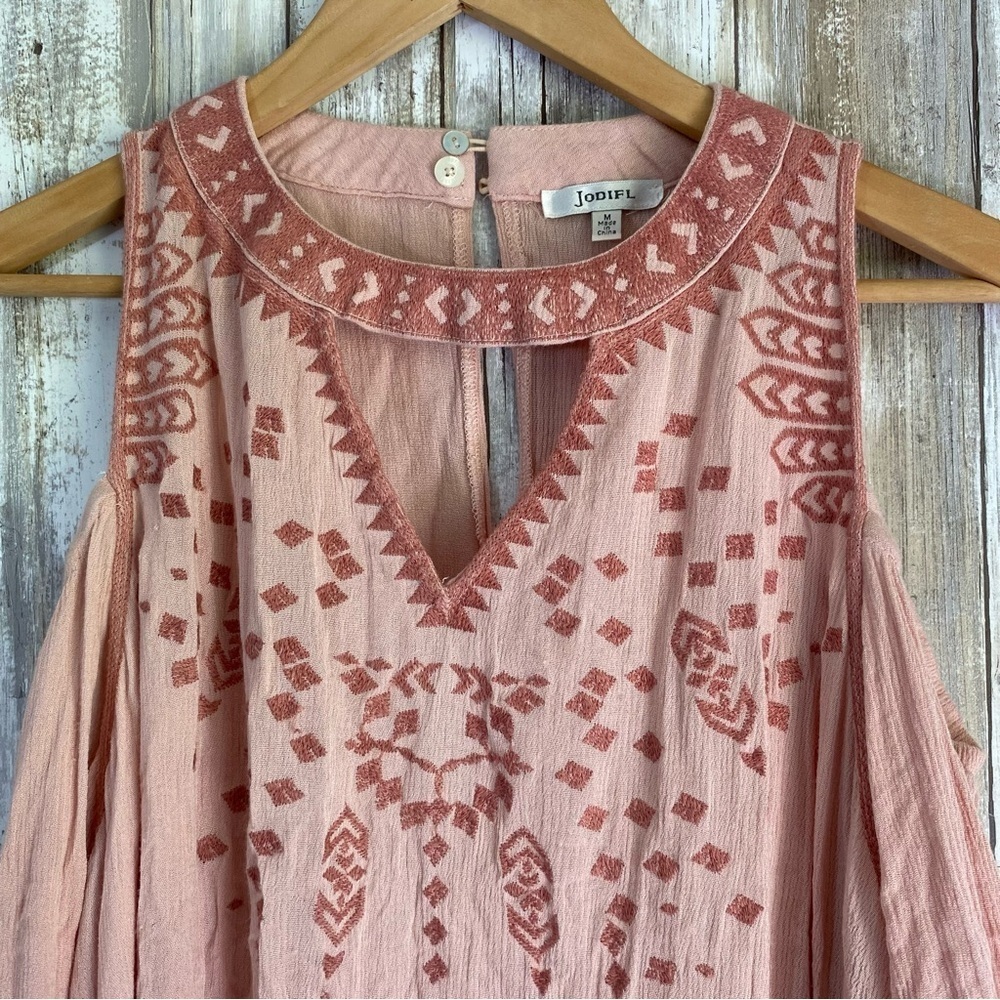 Jodifl Pink Embroidered Open Shoulder Tunic - Picture 2 of 6